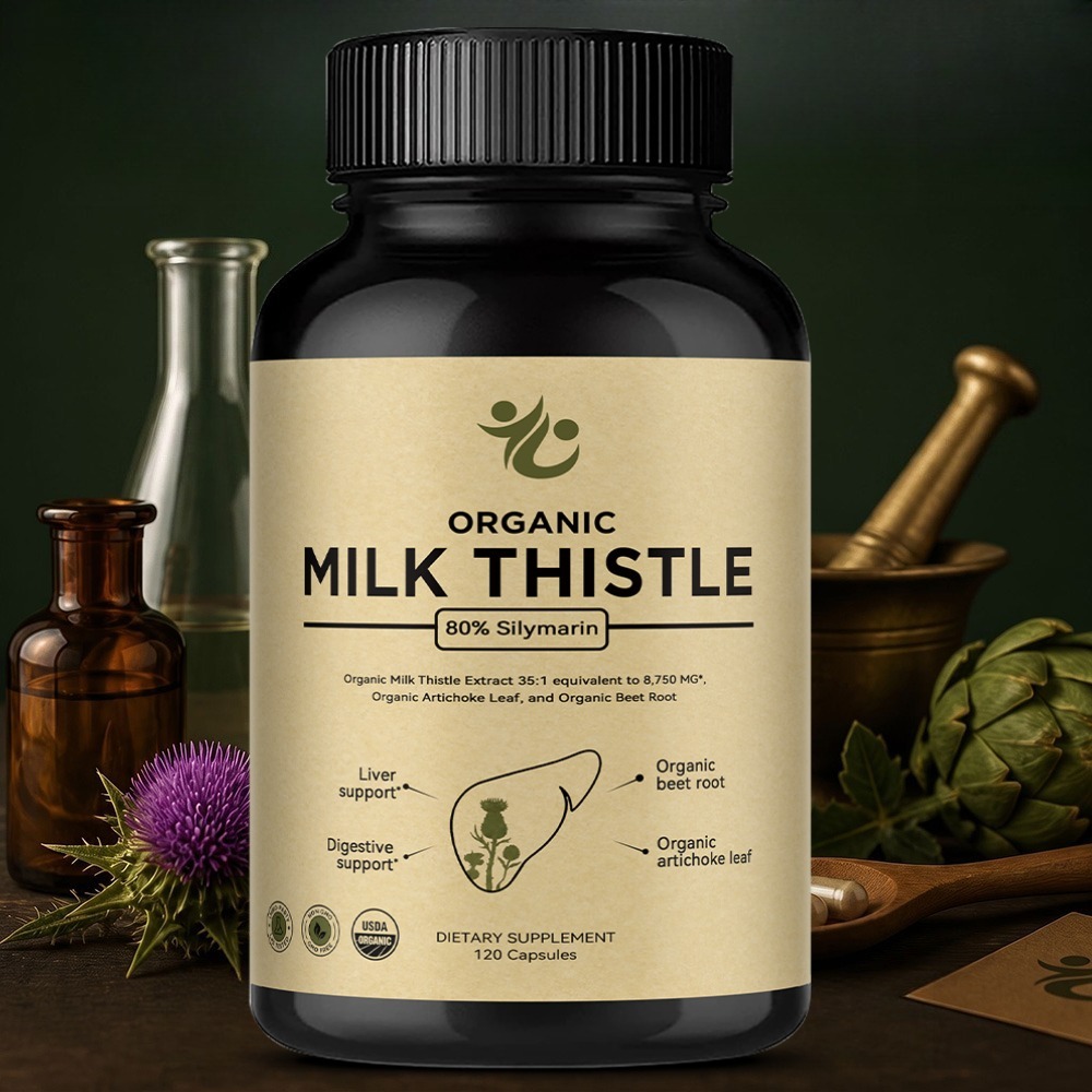 Milk Thistle Silymarin - Süt Devedikeni Karaciğer Detoks Kapsülleri, %80